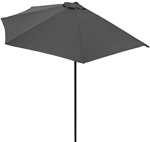 Kingsleeve® Sombrilla Semicircular Patio Balcón 2,7m Protección UV80+ Parasol Terraza Manivela Suave Antracita