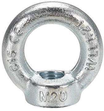 sourcingmap Lifting Eye Nut M20 Female Thread C15 Carbon Steel Round Shape for Rope Fitting Pack of 1