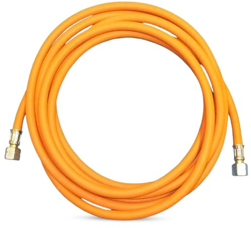 BRENNER LPG Gas Hose Assembly 5M – Heavy-Duty 3/8 BSP Left Hand Propane Hose for Blow Torches, Roofing Torches, Gas Burners, BBQ & Outdoor Camping Use – BS3212/2 Standard Orange Hose Pipe