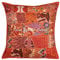 Stylo Culture Indian Kissen für Betten Orange Patchwork Bestickt Dekokissen Kissenbezug Baumwolle Square Hand genäht Floral 60x60 cm Kissenbezüge (1 Stück)