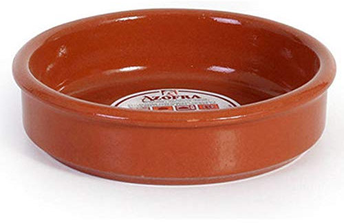 Azofra - Cazuela redonda de barro, diámetro exterior 15 cm, diámetro interior 13.3 cm, apta para vitro y horno