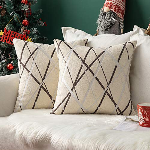 MIULEE Kissenbezug 45x45 cm Weicher Chenille Sofakissen Bezug mit Modernem Design Perfektes Dekokissen für Wohnzimmer