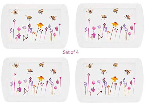Set of 4 Snack Trays Pretty Water Colour Busy Bees Design by Jennifer Rose Gallery