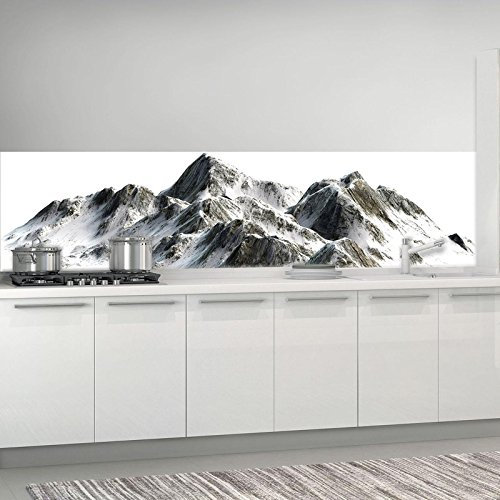 ForWall Fototapete Küche Vlies Tapete Felsige Spitzen bedeckt mit Schnee Wanddeko VEK (250cm. x 60cm.) AMF10631VEK Natur Landschaft Berge Gebirge Schnee Winter