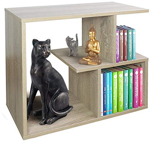 BAKAJI Libreria Bassa Scaffale 5 Ripiani in Legno Melaminico Tavolino Laterale Divano Design Moderno per Soggiorno Salotto Casa o Ufficio (Beige)