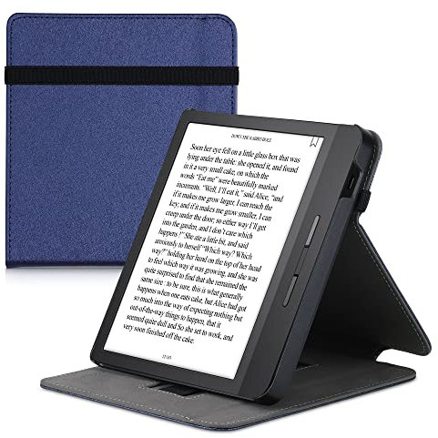 kwmobile Schutzhülle kompatibel mit Tolino Vision 5 - Hülle e-Reader mit Schlaufe Ständer - - Dunkelblau