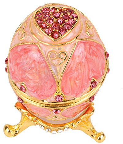 Jacksking Faberge Ei geformt Schmuckschachtel, Vintage emaillierte Osterei Diamante Schmuck Veranstalter Schmuckschachtel Dekoration Geschenk Ei Figur
