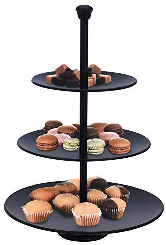 ORION - Soporte para tartas (acero, 3 pisos), color negro