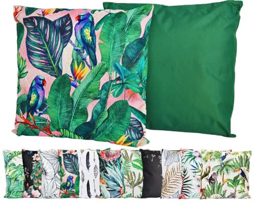 JACK Outdoor Lounge Kissen 45x45cm Motiv Dekokissen inkl. Füllung Wasserfest Sitzkissen Garten Stuhl, Farbe:Tropisch