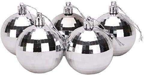 Christmas Concepts® Set VON 5 6CM Disco Baubles Silber