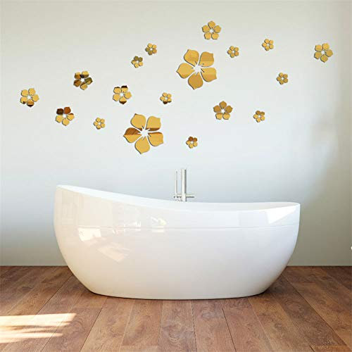 Nicole Knupfer 18 Stück 3D Blumen Wandtattoo Wandsticker Spiegel Aufkleber Wandaufkleber Wanddeko für Wohnzimmer Kinderzimmer Badezimmer Kühlschrank (B)