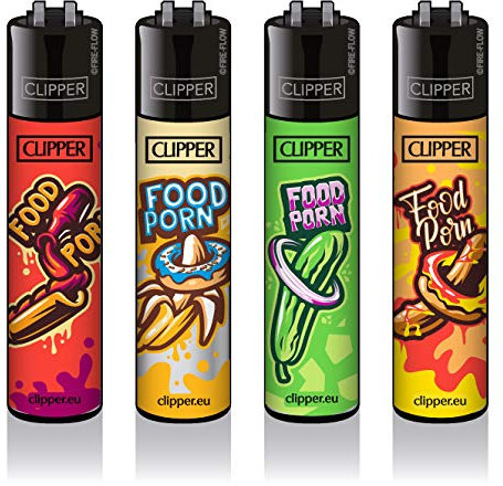 Clipper® Feuerzeuge 4er Set: Food Porn - Alle Motive