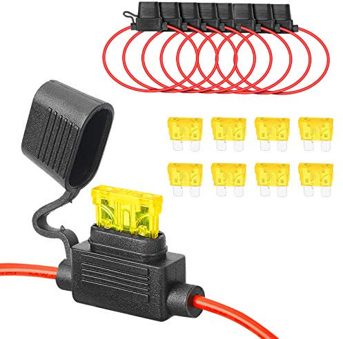 8 Stücke Wasserdichte Auto Sicherungshalter, Bolatus Standard Autosicherungshalter Flacher Sicherungshalter KFZ LKW Sicherungshalter Flachsicherungshalter mit 8-teiligen 20A Flachsicherungen