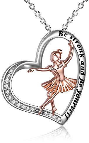 YFN Ballett Halskette 925 Sterling Silber Ballerina Anhänger Sport Tanz Schmuck Geschenk für Damen Tochter
