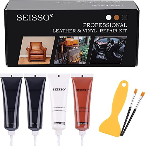 SEISSO Furniture Repair KIT, Leder Reparatur Set, Vinyl und Lederreparaturset für Autositz, Möbel, Sofas, Lederjacke, Jacken, Lederreparatur Creme, 45ml*4