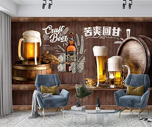 XAONUO Bière Papier Peint Intissé Tapisserie Murales Panoramique 3D Bière Pub Modèle 140X70Cm Papier Peint Moderne De Papier Peint De Mur De Fond De Sofa De Salon