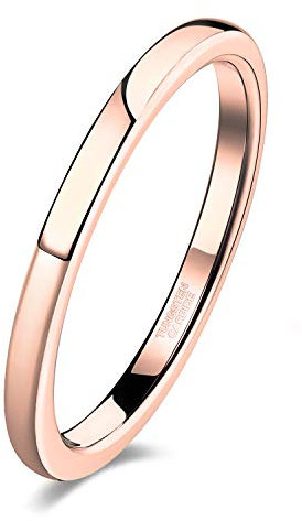 Zakk Ringe Damen Herren Wolfram Rosegold Vorsteckring Schmal Schlicht Poliert Verlobungsringe Eheringe Trauringe 2mm 4mm 6mm (2mm,58 (18.5))