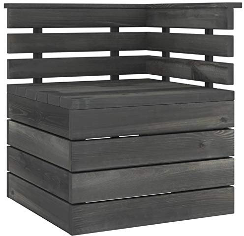Leepesx Garten-Paletten-Ecksofa, Balkonmöbel Kleiner Balkon, Gartenmöbel, Gartenlounge, Garten Lounge, Couch, Outdoor Sofa, Massivholz Kiefer Dunkelgrau