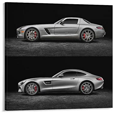 Auto-Poster Benz Amg Gt Vs Sls Leinwand-Kunstposter und Wandkunstdruck, modernes Familienschlafzimmerdekor-Poster, 70 x 70 cm