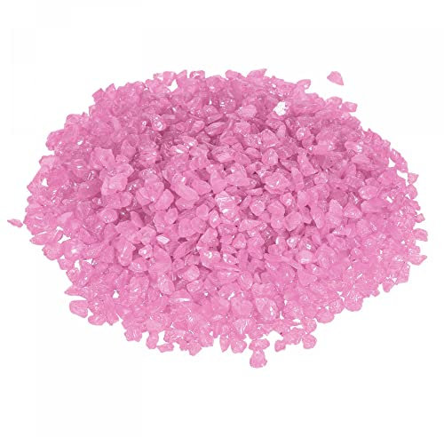 sourcing map Decorativo Vidrio Grava 320g/0.7Lbs Irregular Roca Arena Piedra Rosa para Peces Tanque Plantas Decoración