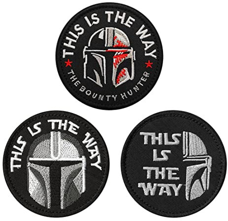 3 Pieces This is The Way Mandalorian Full/Half Helmet Tactical Bounty Hunter Patch Funny Morale Military Emblem Embroidery Hook and Loop Patch for Jacket Backpacks Clothes Vest Uniforms