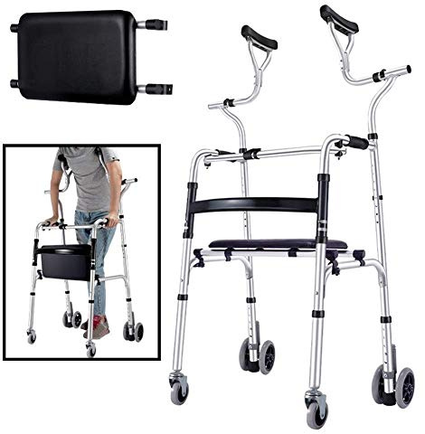 WANWEN Rollator, Senioren-Rollator mit Achselstütze und Rädern, leichtgewichtiger, höhenverstellbarer Rollator für Erwachsene, Faltbare Progressive Mobilitätshilfe aus Aluminium Little Surprise
