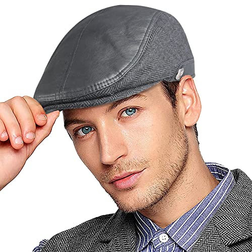 Danfiki Herren Barett Flat Cap Newsboy Stil Tellermütze Schirmmütze Tweed Retro Schiebermütze Schlägermütze Gatsby Cap