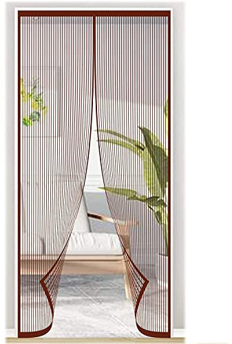 dRAGonFy Magnetische Fliegengittertür, Insektenschutztür Aus Mesh, Keine Lücke, Moskitonetz, Weiche Magnetische Tür, Sommer, Kühl, Balkon, Wohnzimmer, Schieben, Kinderzimmer, 205 X 260 Cm, Braun