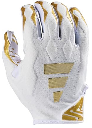 adidas Freak 6.0 Padded Receiver Football Gloves, White/Metallic Gold, Large