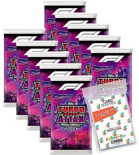 Bundle mit Topps - Turbo Attax Formel 1 2023-10 Booster + Exklusive Collect-it Hüllen