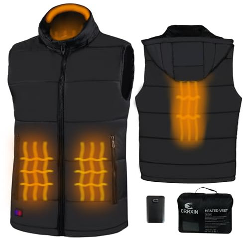 CRRXIN Beheizbare Weste, Heizweste für Damen Herren, Heizjacke mit Powerbank 10000mAh, 3 Einstellbar Temperatur, Weste Beheizte Jacke.