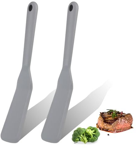 2 espátulas para panqueques, espátulas de silicona para cocina, espátula de silicona, espátula de silicona antiadherente, mango largo, resistente al calor, espátula para panqueques