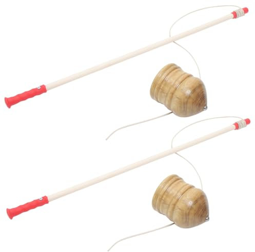 SAFIGLE Spielzeug aus Massivholz Retro Design Satz 8cm mit Stab für Kinder und Ältere Menschen Fördert Geschicklichkeit Geeignet für Partys und Geburtstage