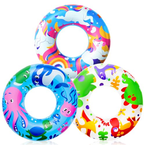JOYIN 3 Pack Aufblasbarer Schwimmreifen mit Glitzern 32.5/82.55cm, Schwimmring, Sommer Wasser Schwimmreifen groß, Pool Floats Spielzeug für Schwimmbad-Partydekorationen, Strand, Outdoor Partyzubehör