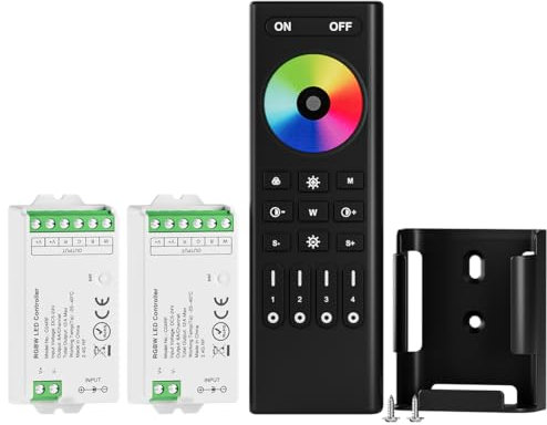 BTF-LIGHTING 5050SMD FCOB COB RGB RF Fernbedienung RC03RFB &2PCS C04RF Controller Kit 4-Zonen RF 2.4GHz Drahtlose Fernbedienung Gruppensteuerung für 5pin RGBW(+V R G B W) LED Streifen DC5V DC12V DC24V