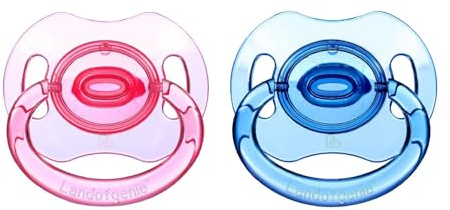 Landofgenie Schnuller Erwachsenengröße Transparentes Knochenmodelle Großes Saugerschild 2 Paci Pack - Blau und Rosa