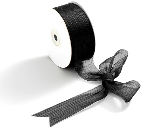 CHUQING Geschenkband Schwarz,Glänzendes Schleifenband,Chiffonband,Dekoband für Geschenkverpackung,Hochzeit,38 mm x 22 Meters