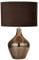 Licht-Erlebnisse Tischleuchte Glas Wildleder H: 53,5 cm Ø 30 cm E27 Braun Retro Nachttischlampe Schlafzimmer Tischlampe Wohnzimmer JESSICA