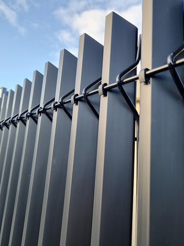 Kit occultant 3D rigides - PVC 3D - brise vue - maille 200x55mm (Gris anthracite, Hauteur : 1m73)