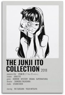 XQHMEP Junji Ito Poster, Wandkunst, Vintage-Poster, dekoratives Gemälde für Schlafzimmer, Wohnzimmer, ästhetisches, elegantes Poster, 30 x 45 cm, ungerahmter Stil