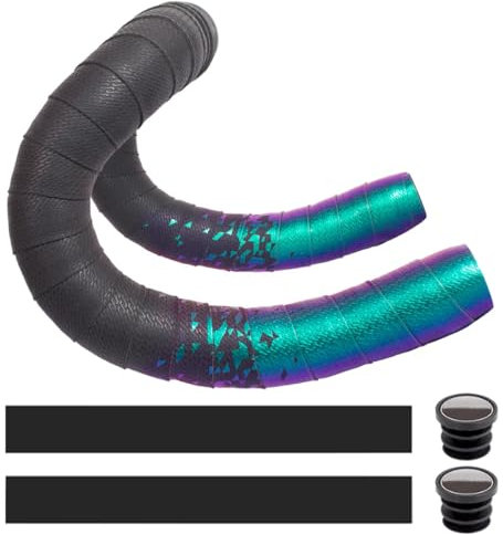 MOCNT Nastro per Manubrio Bicicletta PU Nastro Manubrio per Bici Adesivo Cycling Nastro Manubrio da Corsa Antiscivolo Assorbente Urti Ciclismo Nastri Sfumato Verde Viola