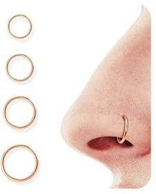 BodyBonita 4 Stück 20G 316L Edelstahl Nasenpiercing Ring Helix Piercings Septum Klicker Nasenring Reifen Knorpel Conch Rook Tragus Ohrringe Piercing Schmuck Hypoallergen für Frauen Männer Roségold