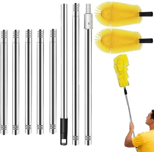 Gutter Cleaner Brush Tool - 2.85M Gutter Cleaner Brush Extendable, Telescopic Gutter Cleaner Cleaning Brush, Telescopic Hydro Cleaner Gutter Brush, Gutter Fascia Cleaner Brush Extendable,