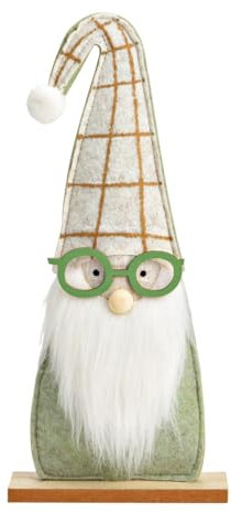 Wichtel Deko-Aufsteller aus Filz als Weihnachtsdekoration für Innen - Filzwichtel mit Holzsockel, lustige Weihnachtsdeko im skandinavischen Stil, 30 cm - Grüne Filzdeko als Winterdeko & Adventsdeko