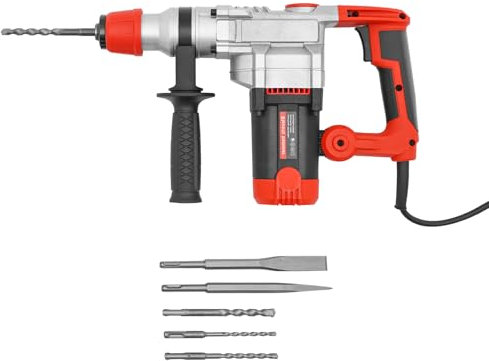 Bohrhammer 2200W, 3 in 1 Funktionen, Mit Zubehör, Meißel und Tragekoffer, 930U/min, Abbruchhammer, Anti-Vibrationsgriff
