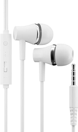 pluX Wired Earbuds in-Ear Headphones, Earphones with Microphone, 5 Years Warranty, Noise Isolation Corded for 3.5mm Jack Ear Buds for iPhone, iPad, Samsung, Computer, Laptop, Gaming, Sports