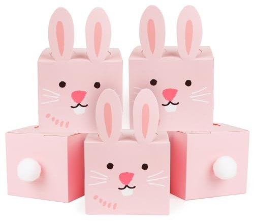 12 Stück Ostern Geschenkboxen Hasen 9x9x9cm, Klein Osterhasen Pralinenschachtel Schachtel Geschenkkarton Papier Geschenkschachtel für Ostergeschenke Geschenk Kinder Dekoration