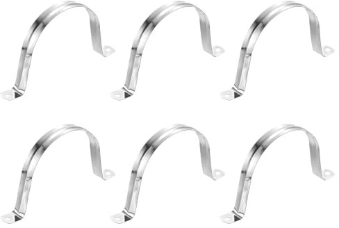 sourcing map 6Pcs Rigid Pipe Straps, 90mm(3.54) 201 Stainless Steel 2 Hole U-Shaped Bracket Tube Hanger Pipe Clamps for Fixing Pipe Cable