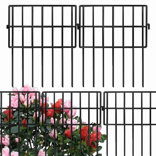 ANAMPION Recinzione Giardino in Metallo Palizzata da Giardino,43CMX330CM,10 PCS Recinto Decorativo da Giardino,Design Bello Robusto e Affidabile Resistente Staccionata Esterne in Acciaio(square)