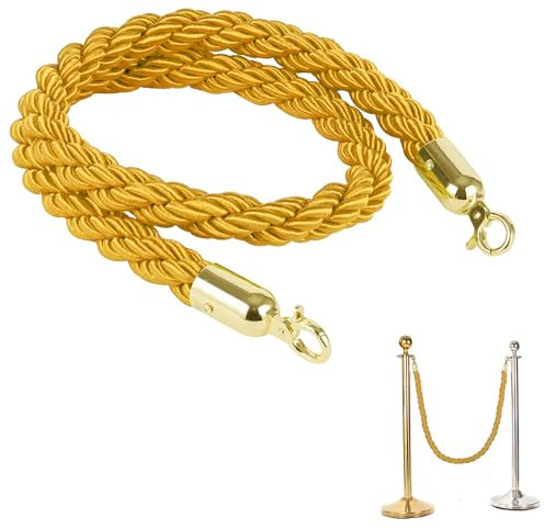 Aweisile Transenne Corda 1 Pezzo Barriera della Corda Fune Cordone Transenna Corda Transenne Eliminacode Giallo con Ganci d'oro per Pubblici Mantenere l'ordine